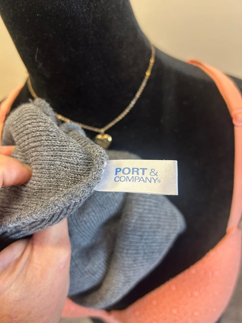 Port and Company Charcoal Gray Knit Beanie with Lincoln Homes Patch